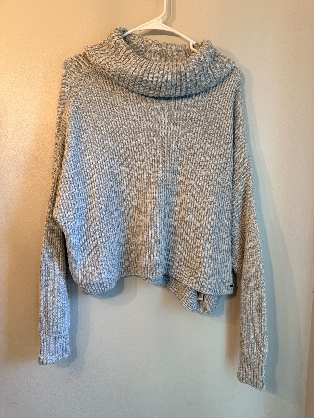 Hollister Light Gray Ribbed Turtleneck Sweater